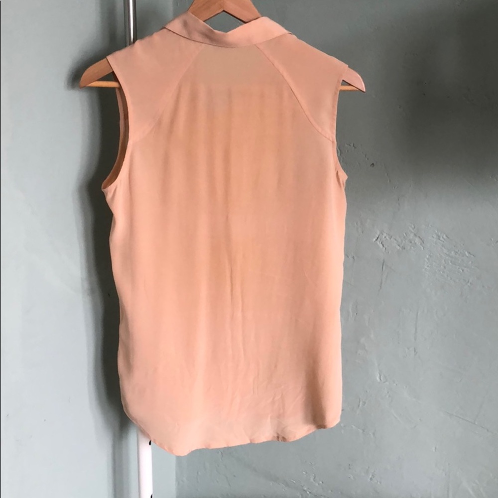Everlane Peach Silk Button Down Collared Tank, Xs - image 4